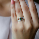 1/2 CT May Birthstone Emerald Engagement Ring with Diamond Accent Emerald - ( AAA ) - Quality - Rosec Jewels