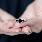 1.50 CT Three Stone Black Onyx Ring Black Onyx - ( AAA ) - Quality - Rosec Jewels