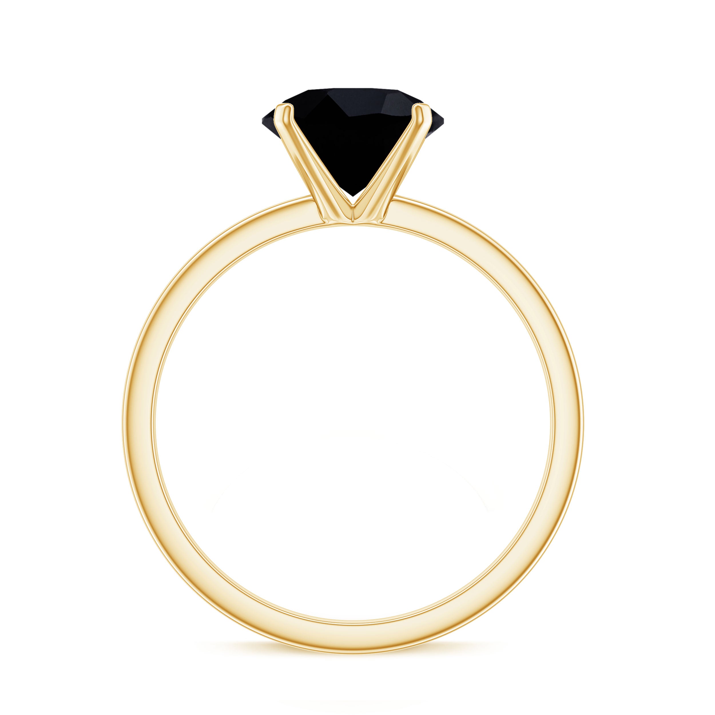 Rosec Jewels-8 MM Black Spinel Solitaire Engagement Ring for Ladies