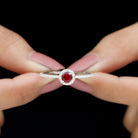 1 CT Minimal Created Ruby and Diamond Engagement Ring Lab Created Ruby - ( AAAA ) - Quality - Rosec Jewels