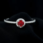 1 CT Minimal Created Ruby and Diamond Engagement Ring Lab Created Ruby - ( AAAA ) - Quality - Rosec Jewels