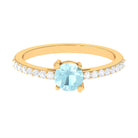 1 CT Round Solitaire Sky Blue Topaz and Diamond Ring Sky Blue Topaz - ( AAA ) - Quality - Rosec Jewels