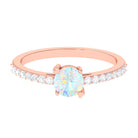 Certified Ethiopian Opal Solitaire Promise Ring with Diamond Ethiopian Opal - ( AAA ) - Quality - Rosec Jewels