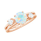 1 CT Ethiopian Opal Solitaire Engagement Ring with Diamond Ethiopian Opal - ( AAA ) - Quality - Rosec Jewels