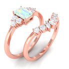 Octagon Cut Ethiopian Opal Solitaire Ring Set with Diamond Ethiopian Opal - ( AAA ) - Quality - Rosec Jewels