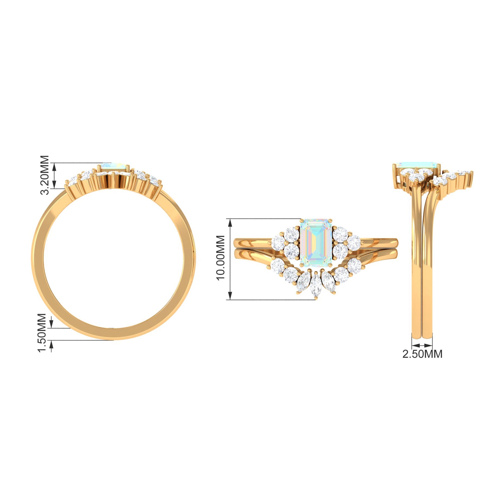 Octagon Cut Ethiopian Opal Solitaire Ring Set with Diamond Ethiopian Opal - ( AAA ) - Quality - Rosec Jewels