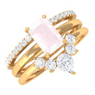 1.25 CT Natural Rose Quartz and Moissanite Ring Set in Gold Rose Quartz - ( AAA ) - Quality - Rosec Jewels