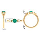 Minimal Promise Ring with Emerald and Diamond Emerald - ( AAA ) - Quality - Rosec Jewels