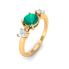 Minimal Promise Ring with Emerald and Diamond Emerald - ( AAA ) - Quality - Rosec Jewels