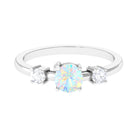 Real Ethiopian Opal and Diamond Three Stone Promise Ring Ethiopian Opal - ( AAA ) - Quality - Rosec Jewels