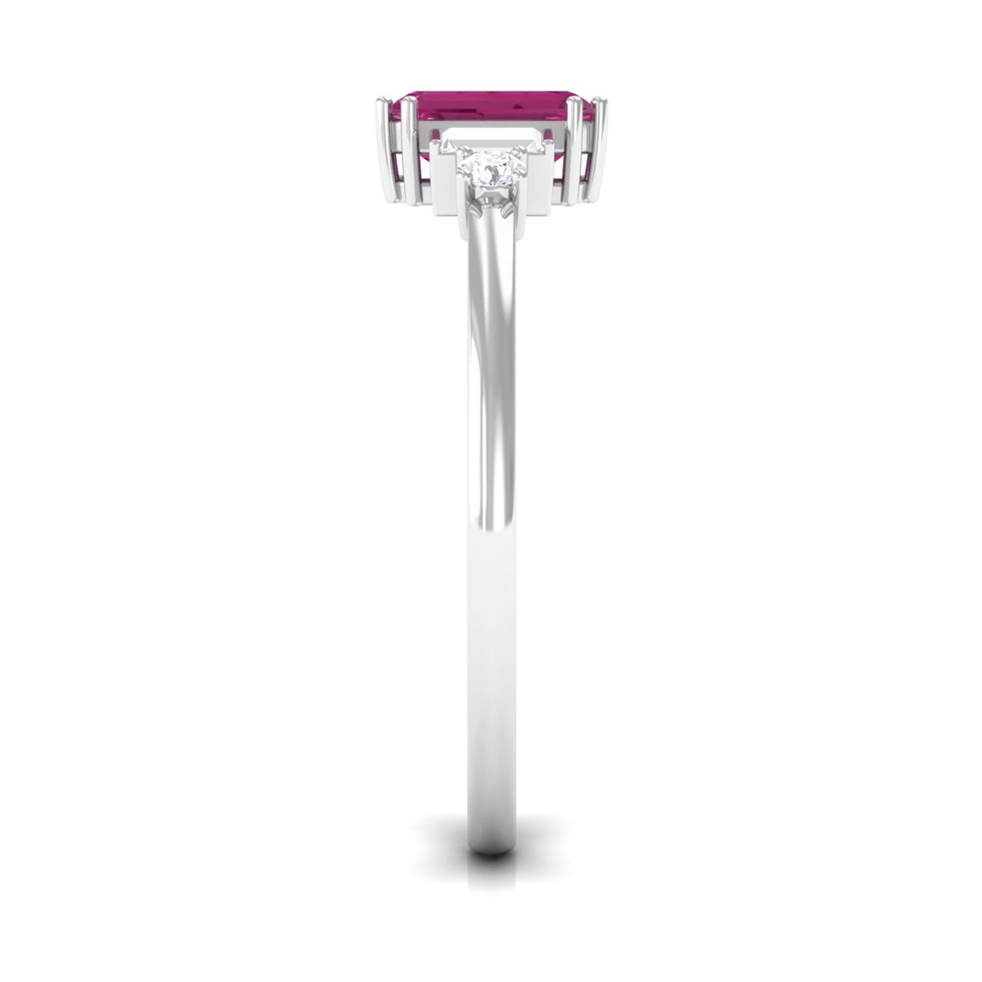 3/4 CT Minimal Pink Tourmaline Solitaire Ring with Diamond Pink Tourmaline - ( AAA ) - Quality - Rosec Jewels