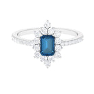 2 CT Vintage London Blue Topaz Ring with Diamond Halo London Blue Topaz - ( AAA ) - Quality - Rosec Jewels