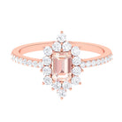 Vintage Morganite and Diamond Halo Engagement Ring Morganite - ( AAA ) - Quality - Rosec Jewels