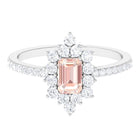 Vintage Morganite and Diamond Halo Engagement Ring Morganite - ( AAA ) - Quality - Rosec Jewels