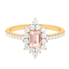 Vintage Morganite and Diamond Halo Engagement Ring Morganite - ( AAA ) - Quality - Rosec Jewels