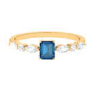 3/4 CT Octagon Cut London Blue Topaz Promise Ring with Diamond London Blue Topaz - ( AAA ) - Quality - Rosec Jewels