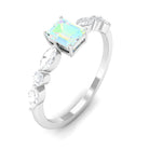 3/4 CT Octagon Ethiopian Opal Solitaire Ring with Diamond Side Stones Ethiopian Opal - ( AAA ) - Quality - Rosec Jewels