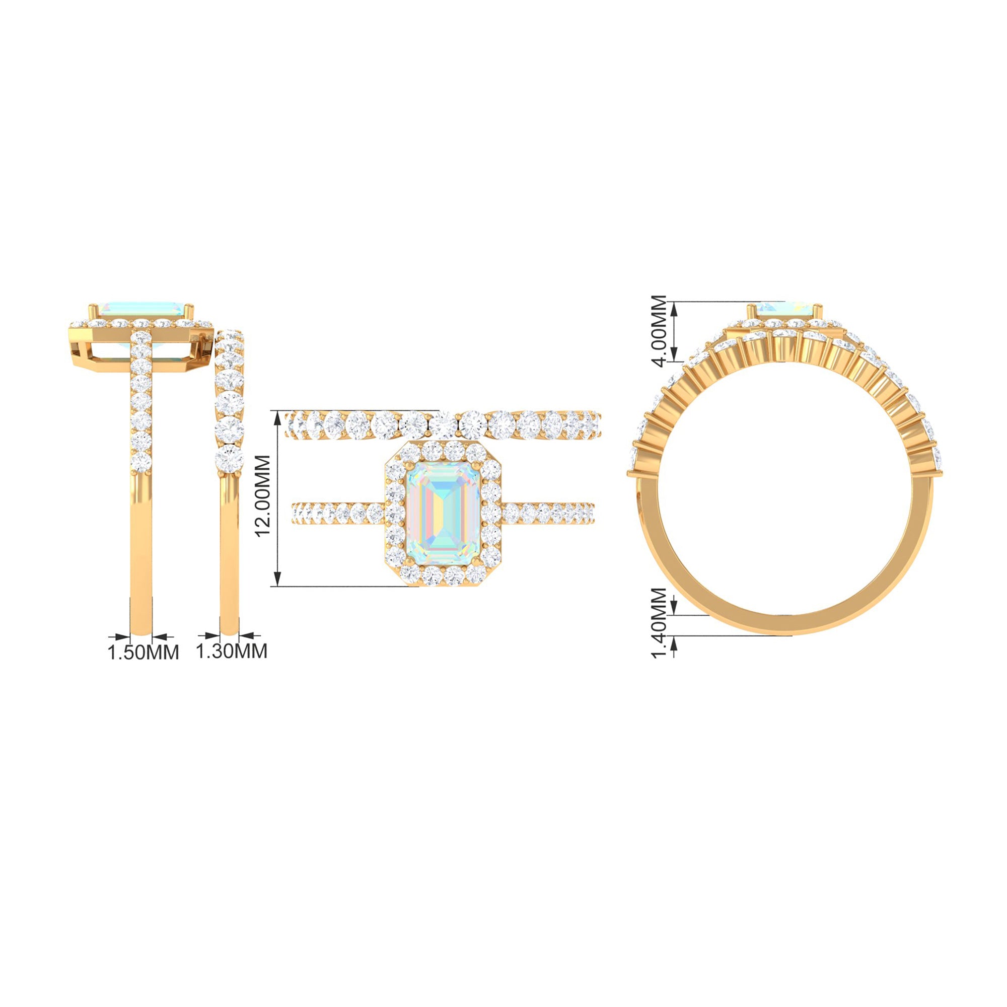 Certified Ethiopian Opal and Moissanite Stackable Ring Set Ethiopian Opal - ( AAA ) - Quality - Rosec Jewels