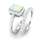 Certified Ethiopian Opal and Moissanite Stackable Ring Set Ethiopian Opal - ( AAA ) - Quality - Rosec Jewels