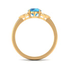 Swiss Blue Topaz Solitaire Flower Ring with Diamond Swiss Blue Topaz - ( AAA ) - Quality - Rosec Jewels