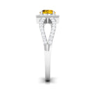 1.5 CT Split Shank Yellow Sapphire Engagement Ring with Diamond Accent Yellow Sapphire - ( AAA ) - Quality - Rosec Jewels