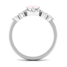 1 CT Round Shape Rose Quartz Floral Engagement Ring with Diamond Trio Rose Quartz - ( AAA ) - Quality - Rosec Jewels