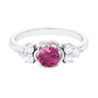 Nature Inspired Floral Ring with Pink Tourmaline and Diamond Pink Tourmaline - ( AAA ) - Quality - Rosec Jewels