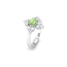 Genuine Sapphire and Diamond Flower Engagement Ring Green Sapphire - ( AAA ) - Quality - Rosec Jewels