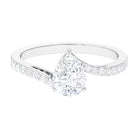 Pear Shape Moissanite Solitaire Bypass Engagement Ring Moissanite - ( D-VS1 ) - Color and Clarity - Rosec Jewels