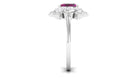 Oval Shape Rhodolite Flower Engagement Ring with Diamond Halo Rhodolite - ( AAA ) - Quality - Rosec Jewels