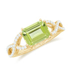 2 CT Emerald Cut Peridot East West Engagement Ring with Diamond Peridot - ( AAA ) - Quality - Rosec Jewels