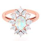 2.50 CT Oval Ethiopian Opal Cocktail Engagement Ring with Moissanite Ethiopian Opal - ( AAA ) - Quality - Rosec Jewels