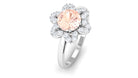 Round Morganite Flower Engagement Ring with Diamond Morganite - ( AAA ) - Quality - Rosec Jewels