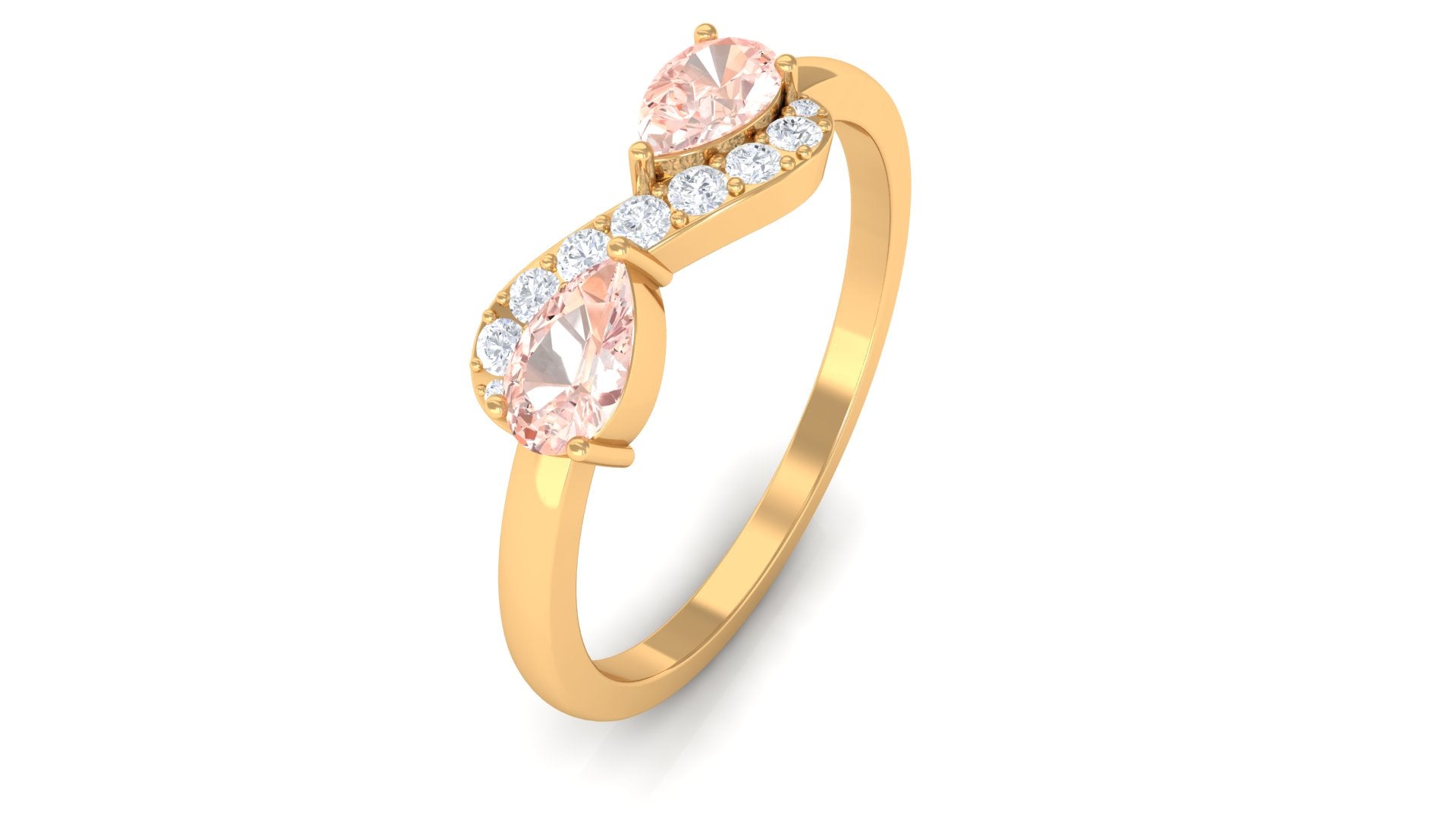 1/2 CT Pear Morganite Infinity Promise Ring with Diamond Morganite - ( AAA ) - Quality - Rosec Jewels