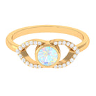 3/4 CT Bezel Set Ethiopian Opal Split Shank Engagement Ring with Diamond Accent Ethiopian Opal - ( AAA ) - Quality - Rosec Jewels