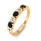 Black and White Diamond Semi Eternity Ring Black Diamond - ( AAA ) - Quality - Rosec Jewels