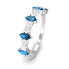 1.25 CT London Blue Topaz and Diamond Half Eternity Ring London Blue Topaz - ( AAA ) - Quality - Rosec Jewels