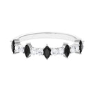 Real Black Onyx Half Eternity Ring with Diamond Black Onyx - ( AAA ) - Quality - Rosec Jewels