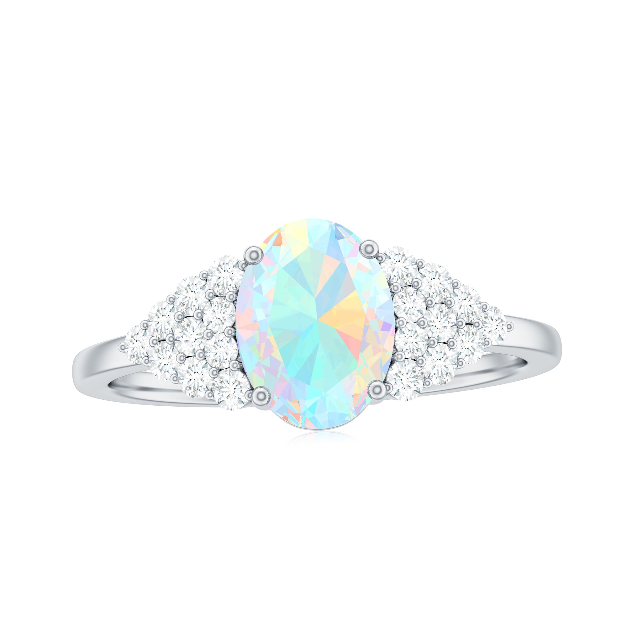 1.75 CT Oval Cut Ethiopian Opal Solitaire Ring with Diamond Accent Ethiopian Opal - ( AAA ) - Quality - Rosec Jewels