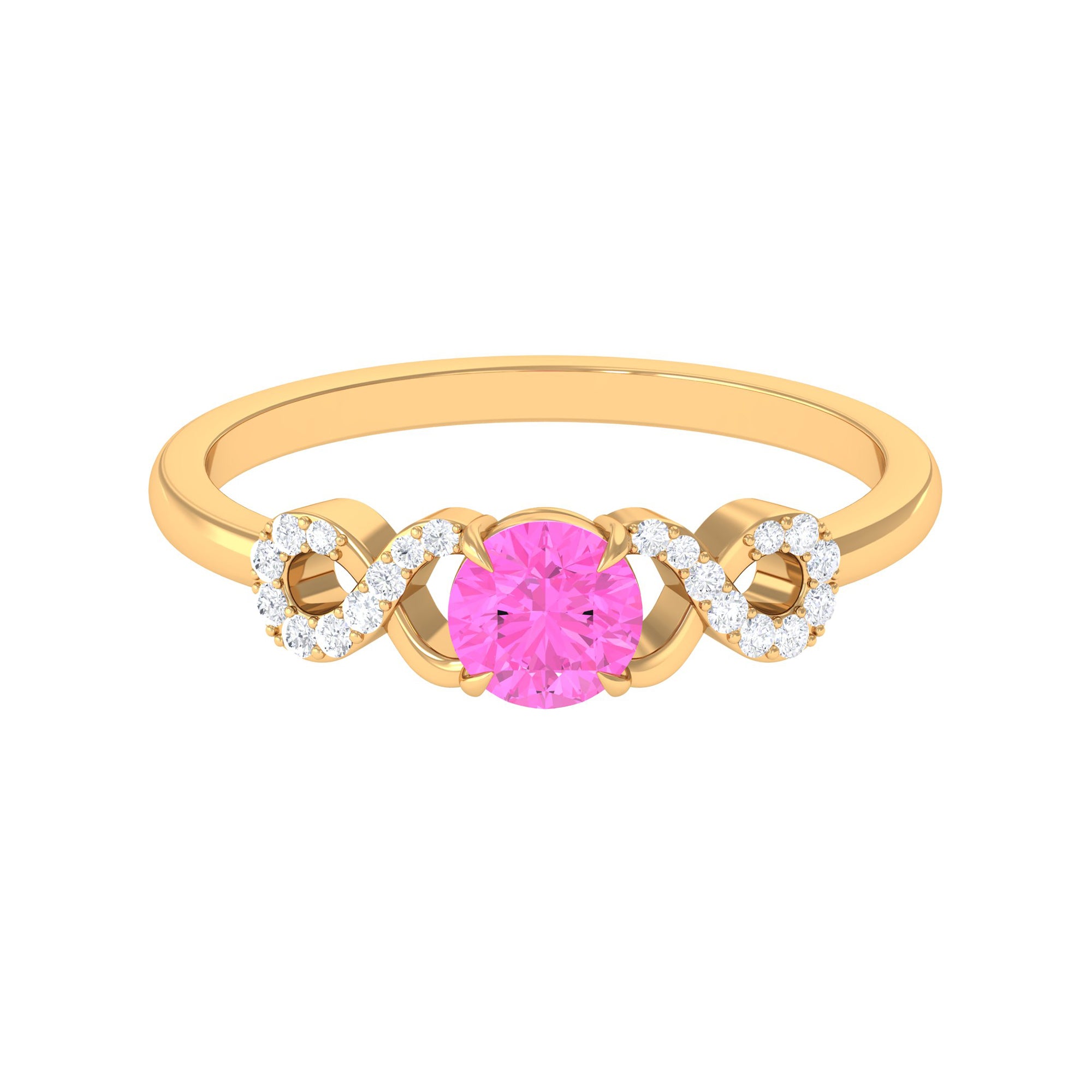 Pink Sapphire Infinity Engagement Ring with Diamond Pink Sapphire - ( AAA ) - Quality - Rosec Jewels