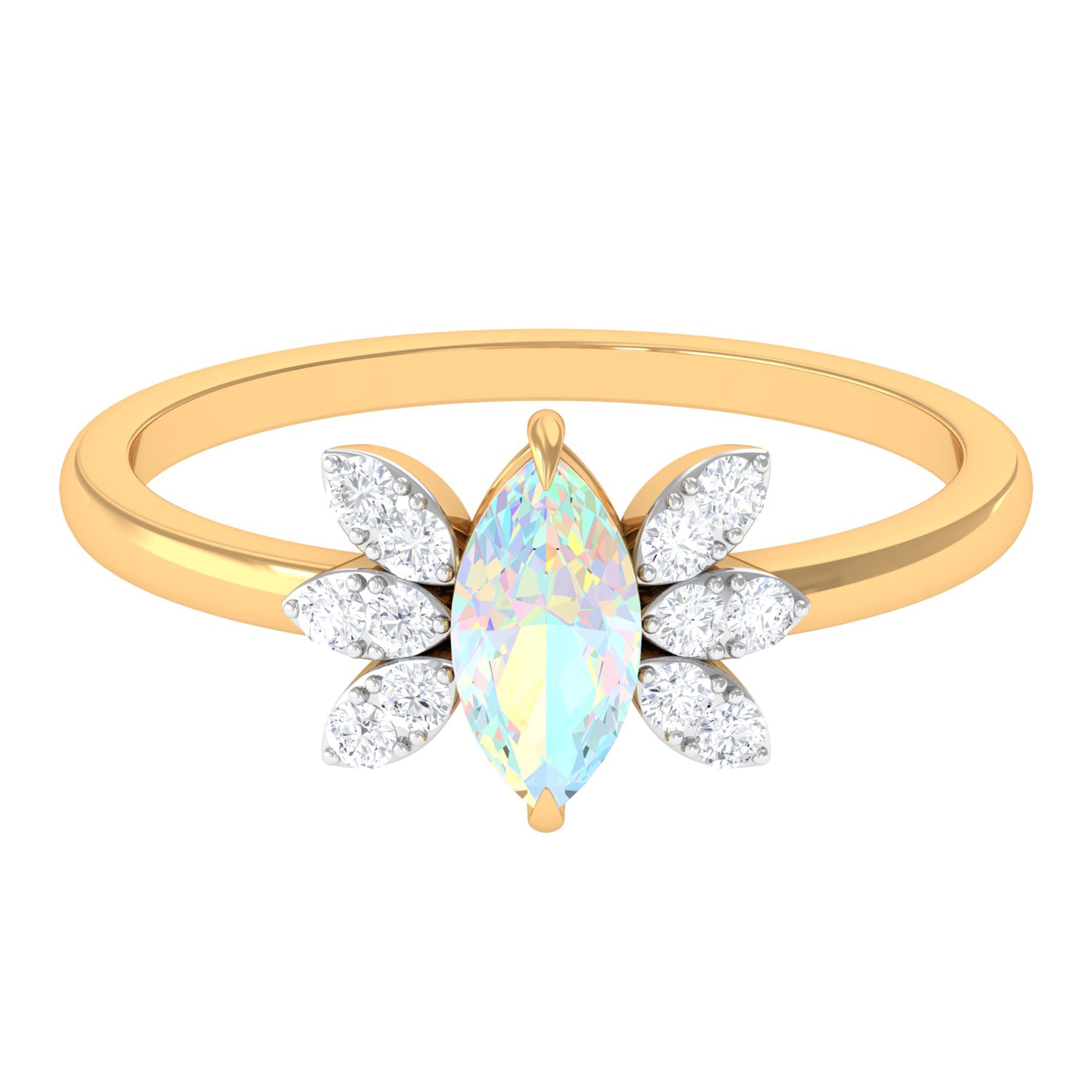 Marquise Ethiopian Opal and Diamond Promise Ring Ethiopian Opal - ( AAA ) - Quality - Rosec Jewels