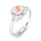 1 CT Round Morganite Flower Engagement Ring with Diamond Morganite - ( AAA ) - Quality - Rosec Jewels