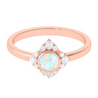 Bezel Set Ethiopian Opal Flower Engagement Ring with Diamond Ethiopian Opal - ( AAA ) - Quality - Rosec Jewels