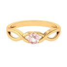 Round Morganite Solitaire Promise Ring in Crossover Shank Morganite - ( AAA ) - Quality - Rosec Jewels