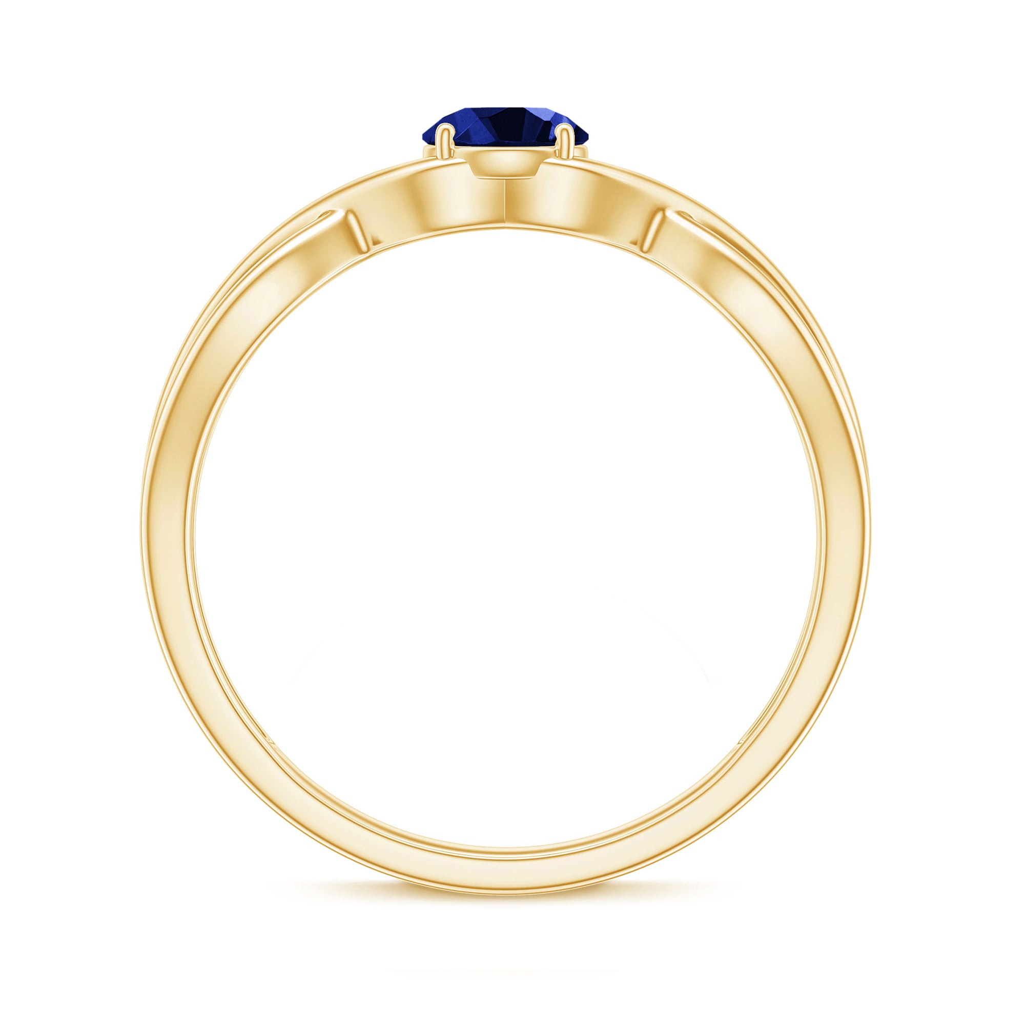 3/4 CT Solitaire Created Blue Sapphire Crossover Engagement Ring Lab Created Blue Sapphire - ( AAAA ) - Quality - Rosec Jewels