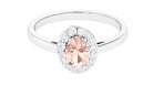 Oval Shape Morganite and Diamond Classic Halo Engagement Ring Morganite - ( AAA ) - Quality - Rosec Jewels