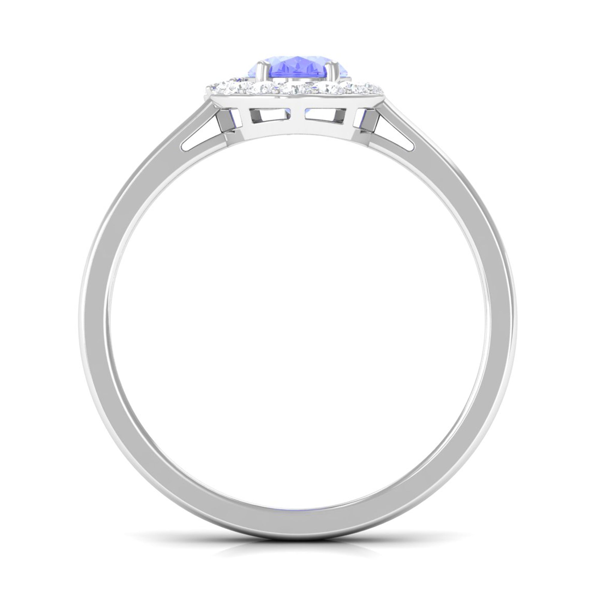 Oval Shape Tanzanite Classic Halo Engagement Ring Tanzanite - ( AAA ) - Quality - Rosec Jewels