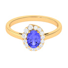 Oval Shape Tanzanite Classic Halo Engagement Ring Tanzanite - ( AAA ) - Quality - Rosec Jewels