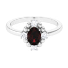 Garnet and Diamond Cocktail Ring with Beaded Garnet - ( AAA ) - Quality - Rosec Jewels