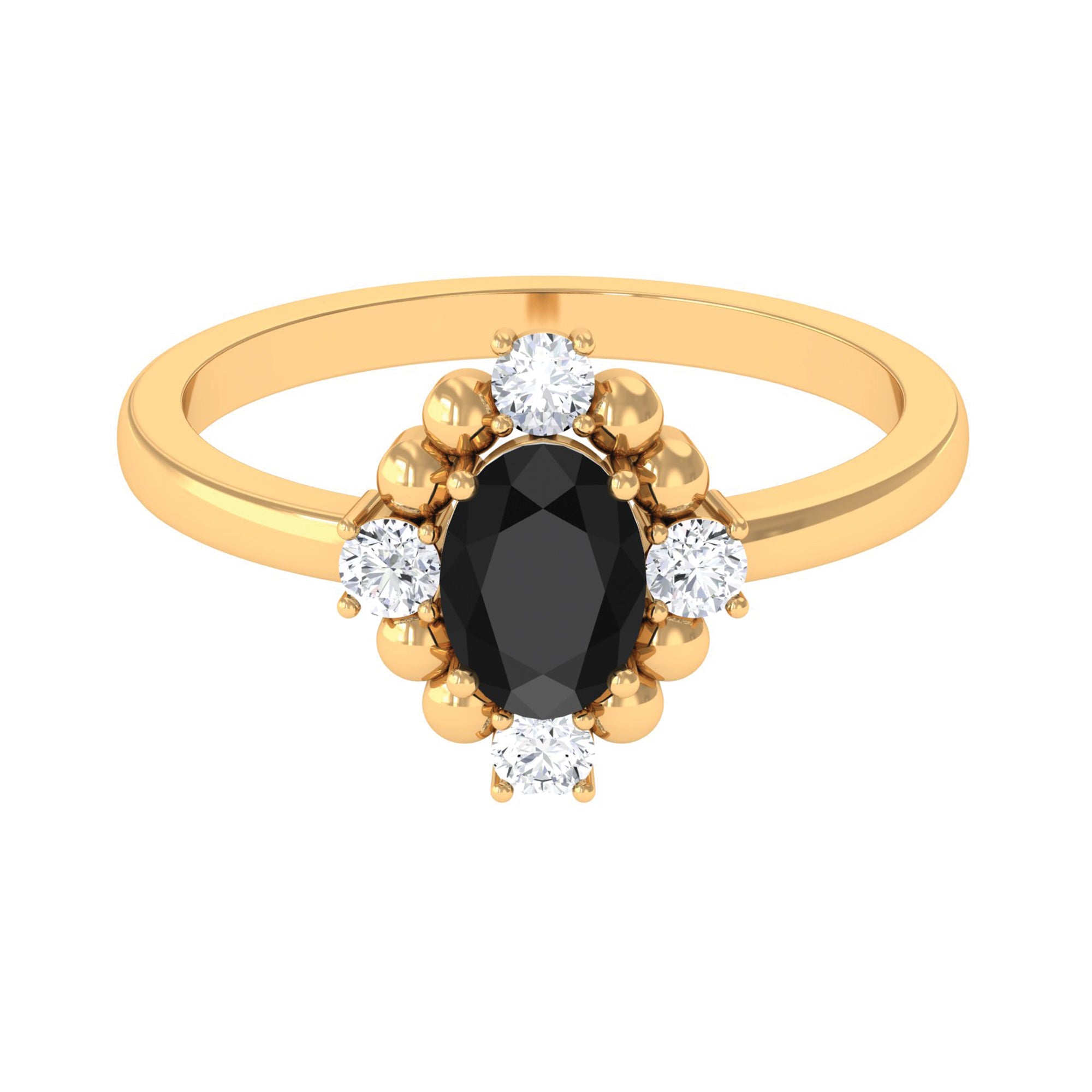 Created Black Diamond Cocktail Engagement Ring Lab Created Black Diamond - ( AAAA ) - Quality - Rosec Jewels